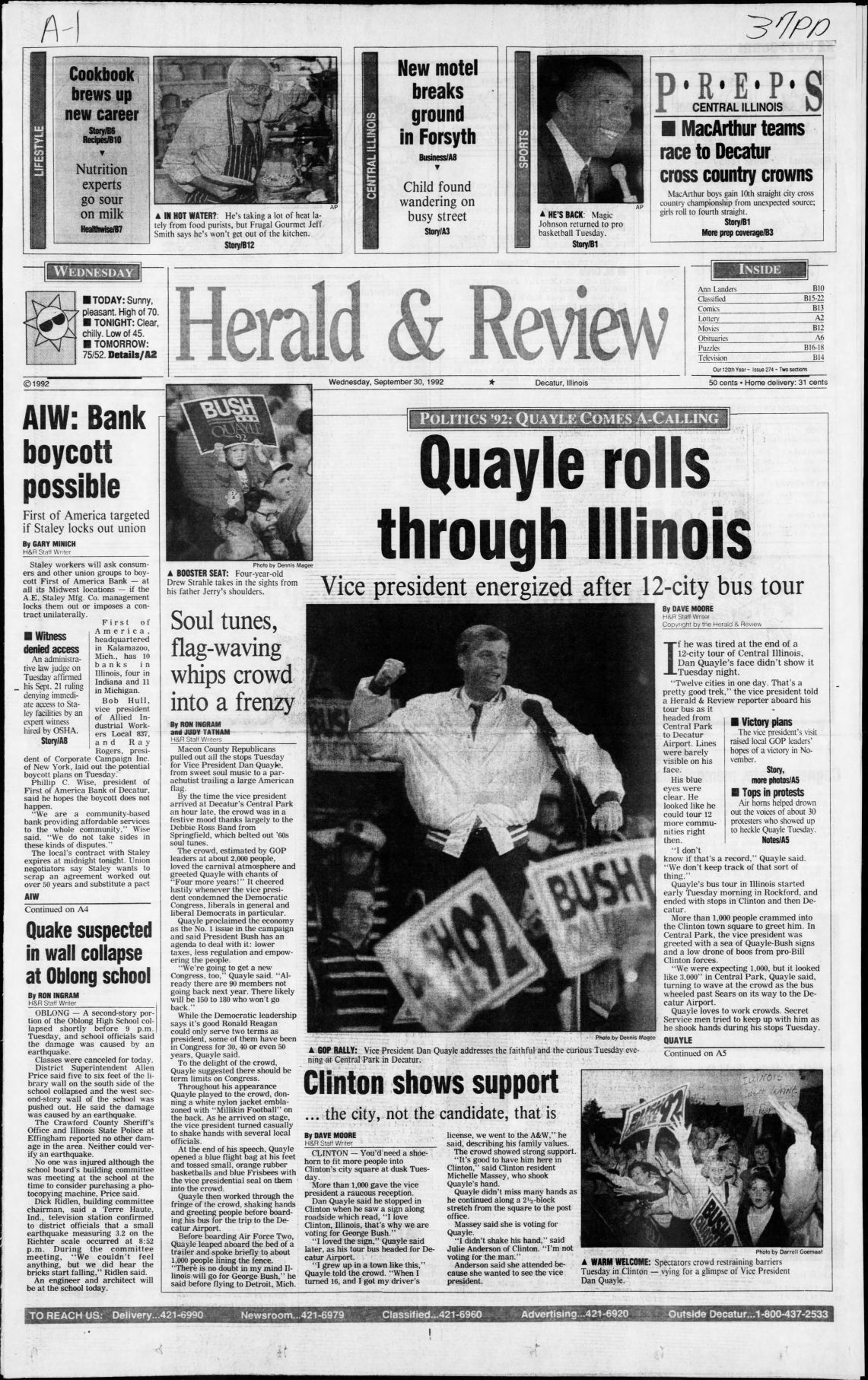 Herald & Review front page